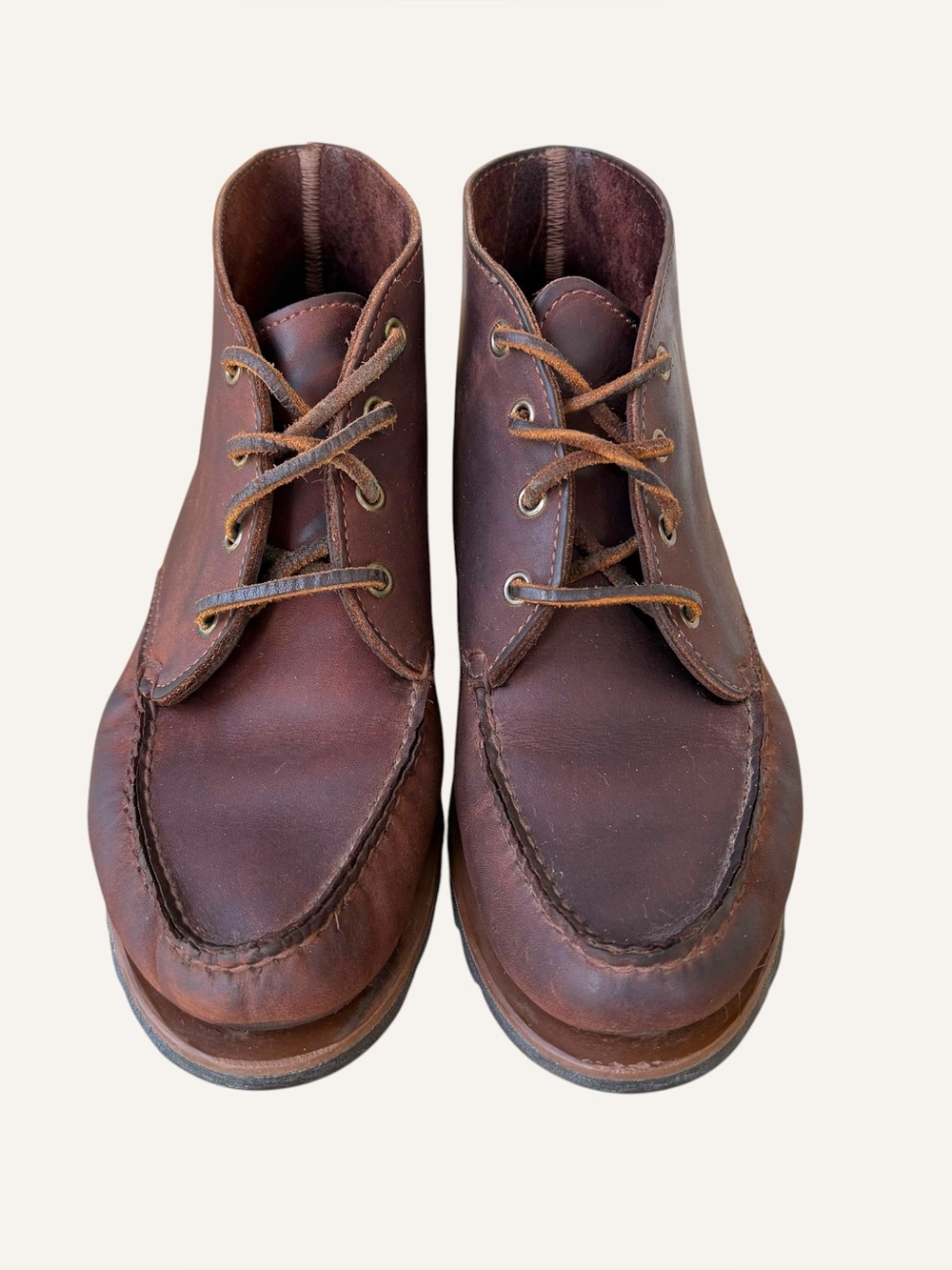 Vintage Timberland Made in‎ USA Brown Leather Moc Toe Chukka Boots Size 8